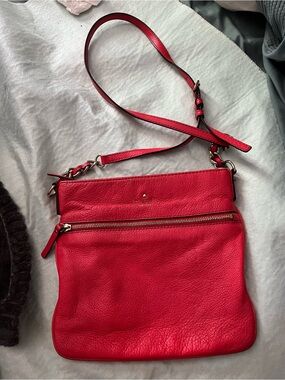kate spade Red Leather Crossbody with Front Zip Pocket